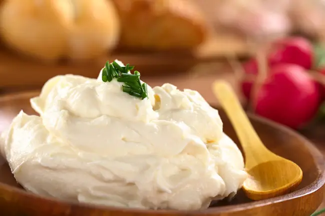 cultured cream cheese in bowl