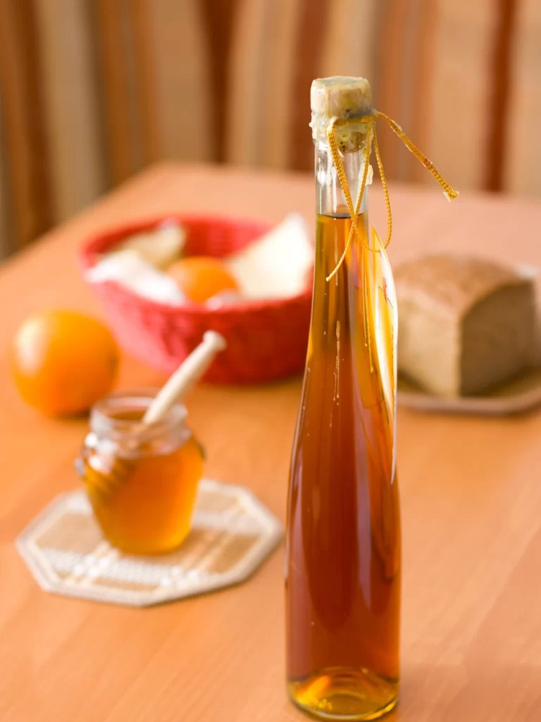 bottle of mead and honey