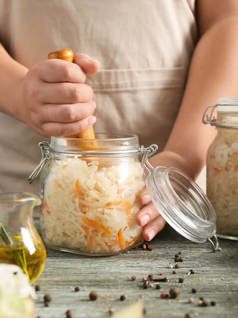 bubbles on the surface of sauerkraut