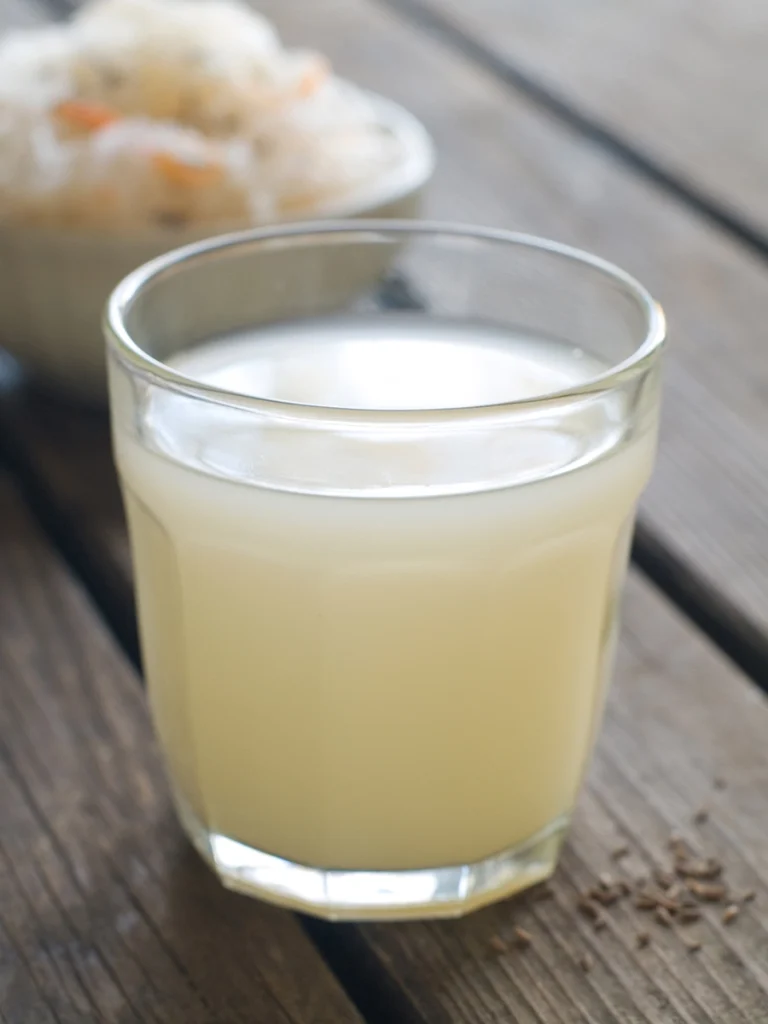 glass of sauerkraut brine kvass juice